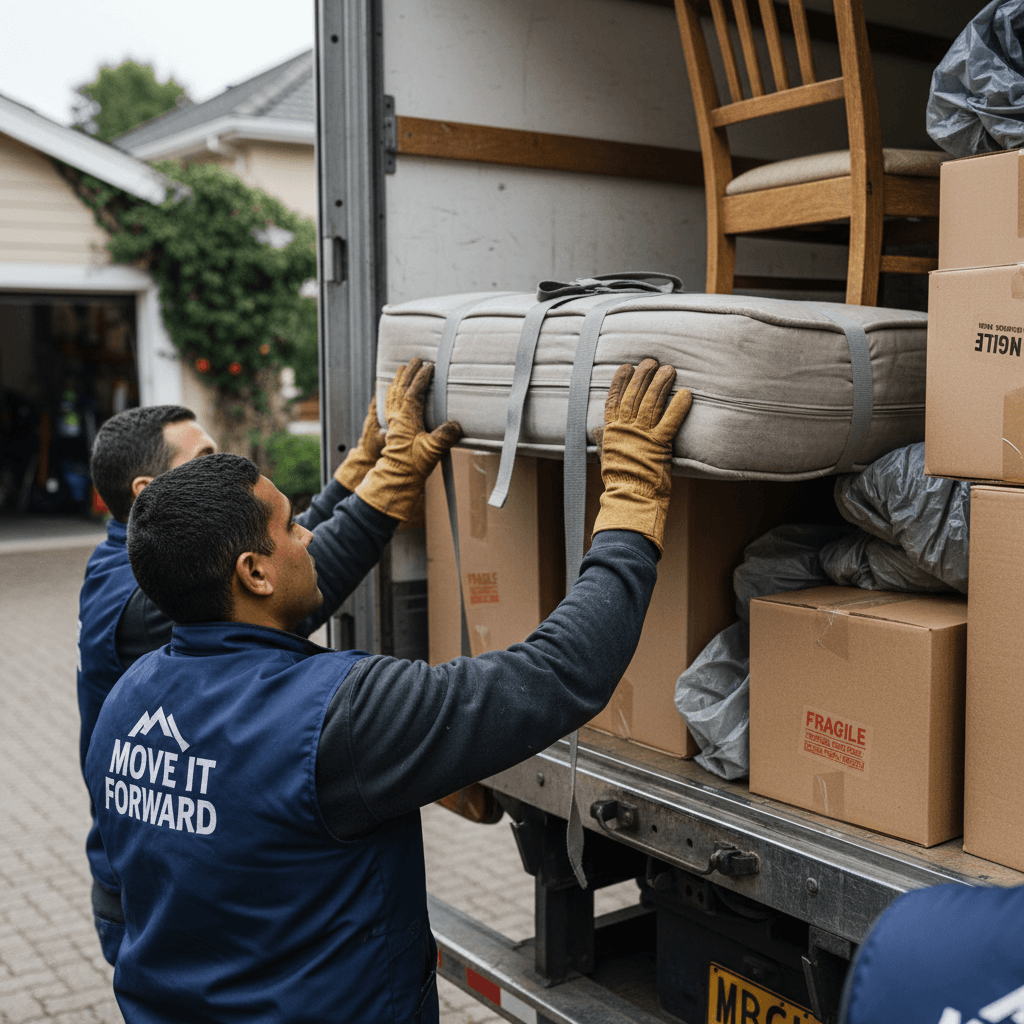 MY JUNK REMOVAL team member efficiently loading junk into van in London