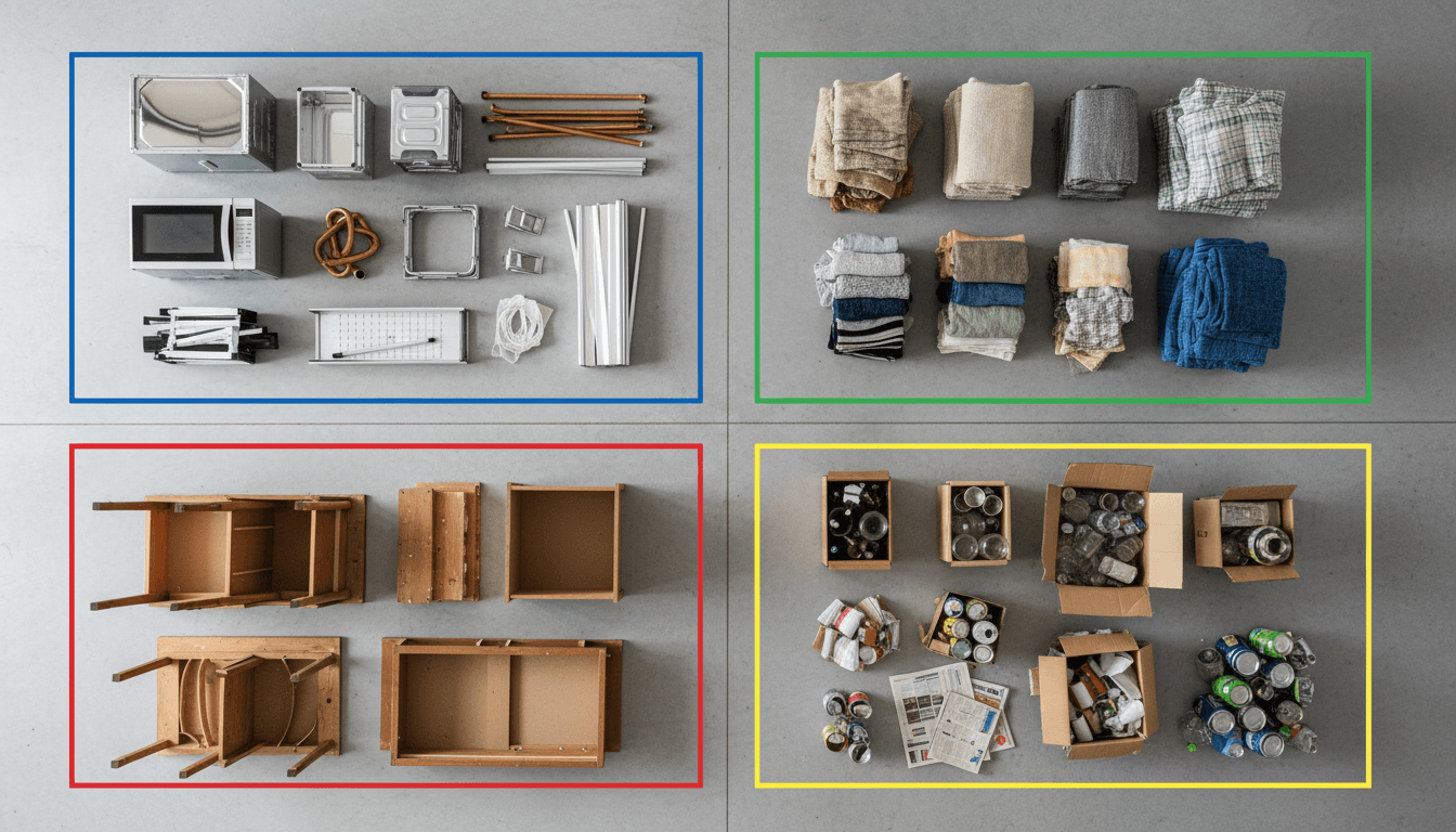 Interior view of organized MY JUNK REMOVAL van with sorted waste